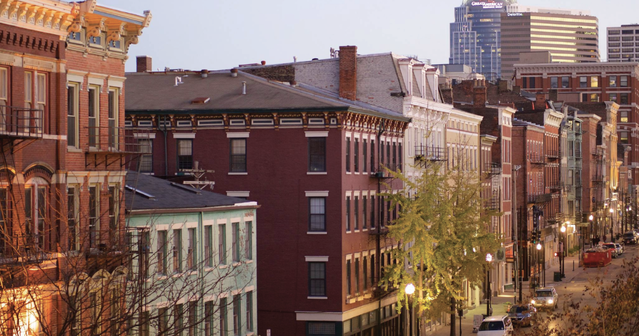 View of Over-the-Rhine facing towards Downtown Cincinnati, OH